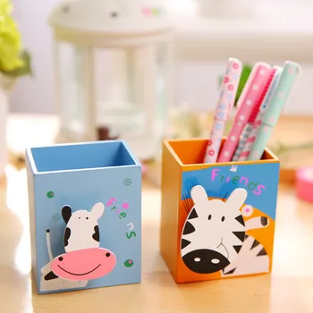 

Wooden Cartoon Pen Holder With Memo Clip Cute Animal Pencil Holder Gifts Desktop Organizer Kawaii School Stationery Supplies