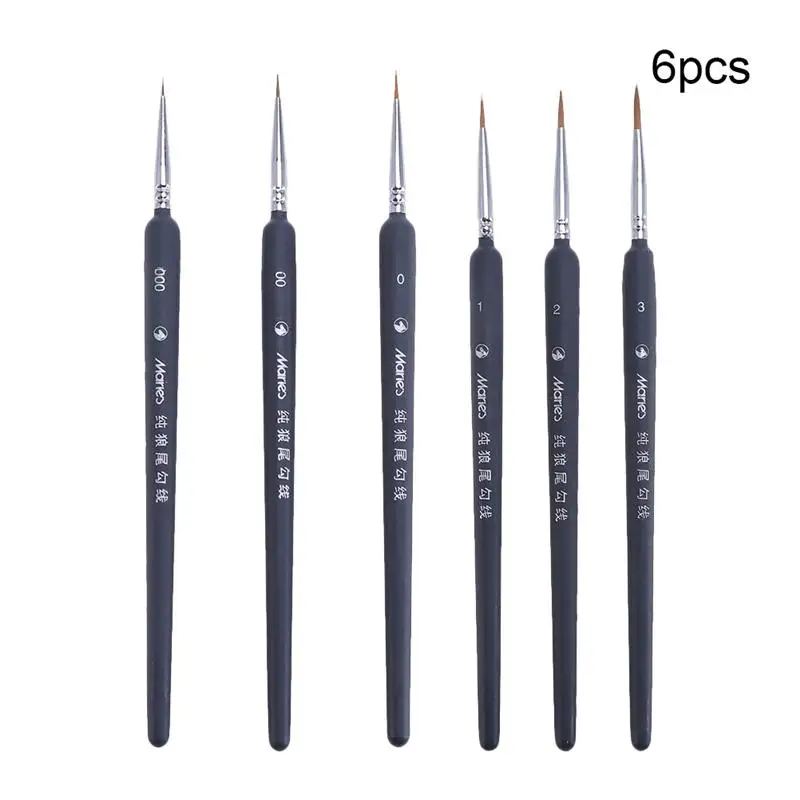 6pcs 1 2 3 0 00 000 5 шт набор миниатюрных кистей для рисования, профессиональная нейлоновая кисть, акриловая краска, тонкие ручки, товары для рукоделия, ручная краска ed A3 - Цвет: 6pcs 1 2 3 0 00 000