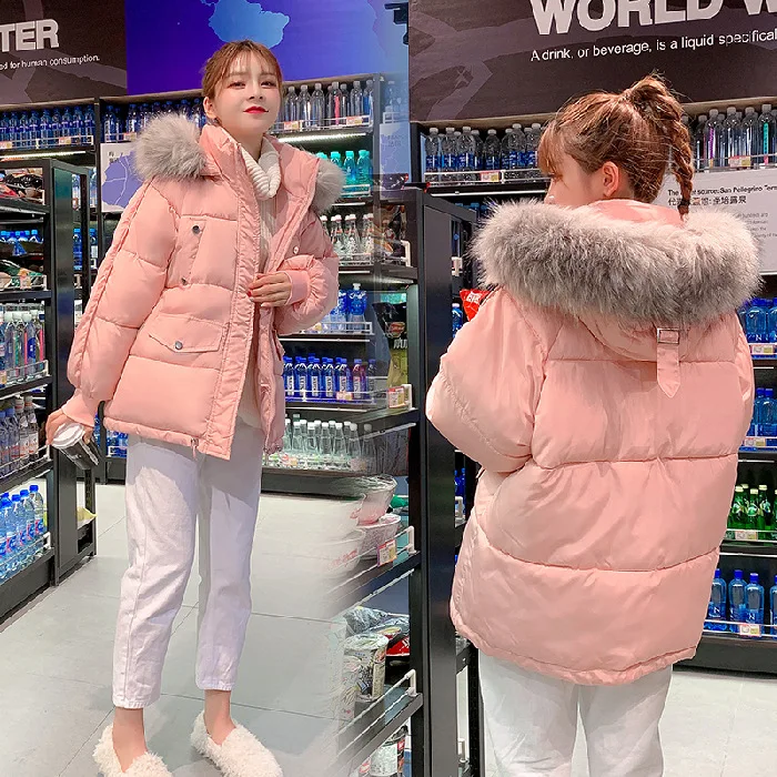 

Photo Shoot 2019 Students Cotton-padded Jacket Korean-style Loose-Fit down Coat Short down Jacket Cotton-padded Clothes Hooded W