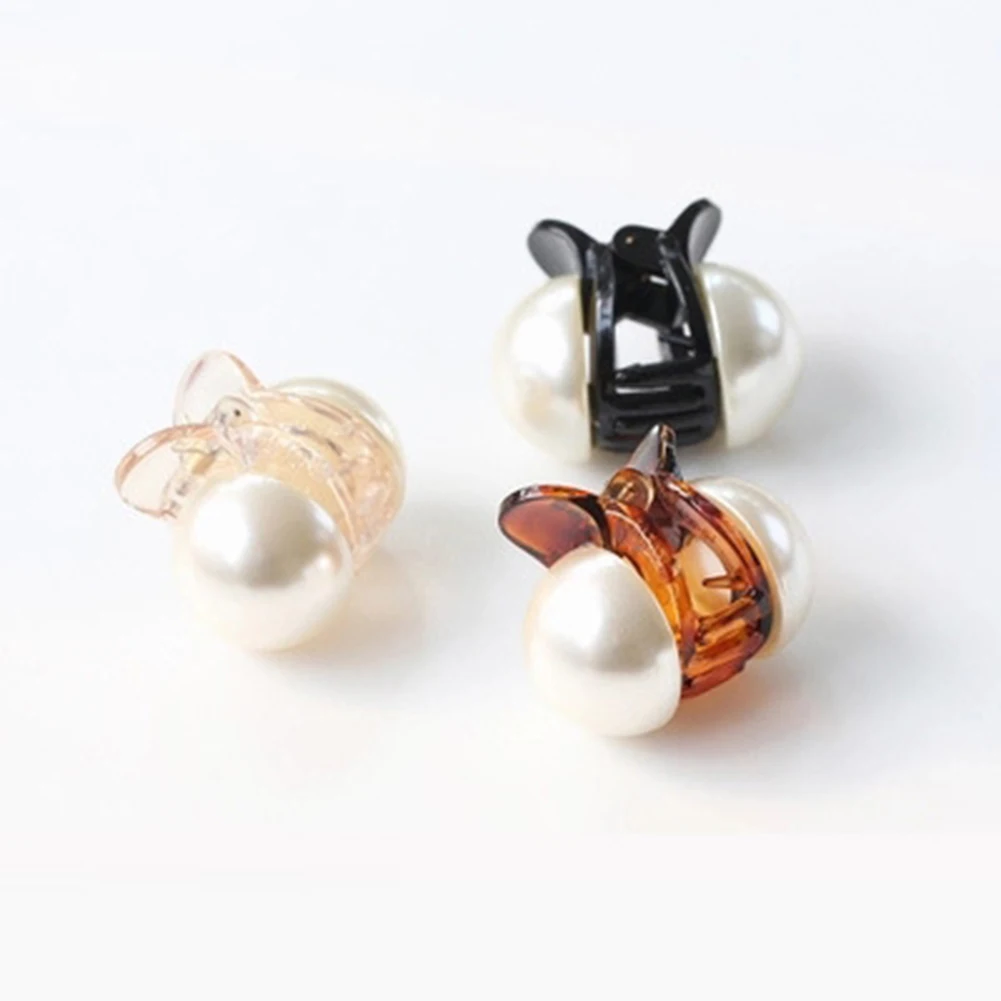 Mini Pearl Hair Clips Claw Cute Hair Clips Acrylic Colored Hairpins Barrettes for Ladies Girls Sweet Headwear Hair Styling Tools elastic headbands for women