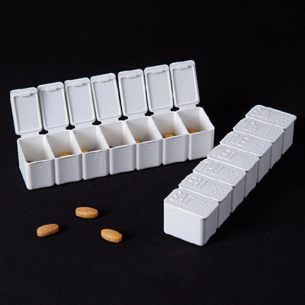 7 дней коробка для таблеток пластиковая Медицина Чехол хранение таблеток таблетки Organiz содержит чехол сортировать складной Еженедельный таблетка Braille Recognit