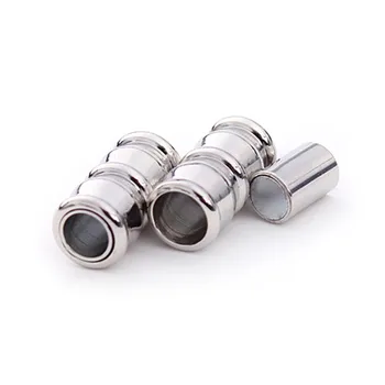 

10pcs/lot Metal Rhodium Color Hole Size 6mm Magnetic Clasp Leather Necklace Bracelets Connector End Beads DIY Jewelry