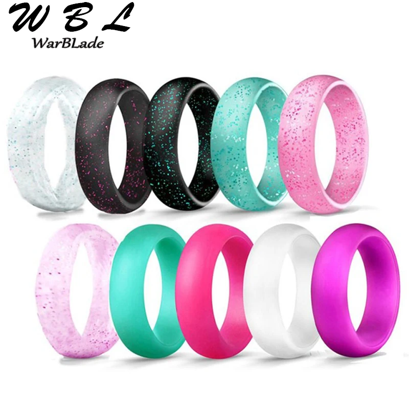 Women Silicone Ring 10pc/set With Rhinestone Hypoallergenic Crossfit