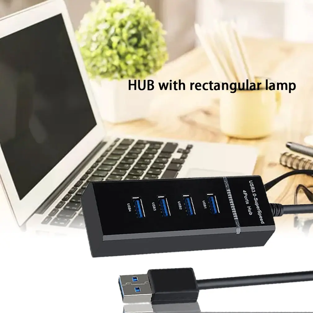 Высокоскоростной Прямоугольный светильник с 4 портами USB3.0, зарядное устройство, usb-разветвитель, адаптер для зарядки ПК, ноутбука