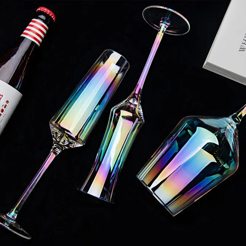 90ml-150ml Rainbow Glass Set Red Wine Glass Champagne Glass Apple Glass Water Glass Household Glass Goblet Crystal Glass Set