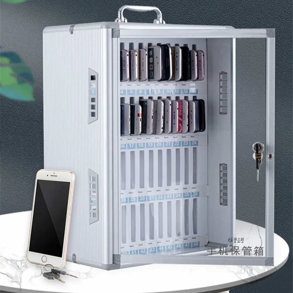 Portable Suitcase Mobile Phone Custody Safe Deposit Box Wall Mounted Smartphone Storage Aluminum Alloy Cabinet Locker With Lock