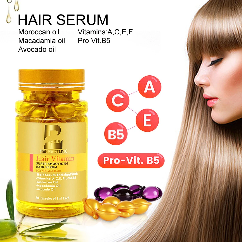 Mascarilla mágica reparadora de cabello dañado, suero de aceite marroquí y cápsula de vitamina para restaurar el cabello suave, cuidado del cabello con queratina, 50 Uds.|Tratamientos cuero cabelludo y cabello| -