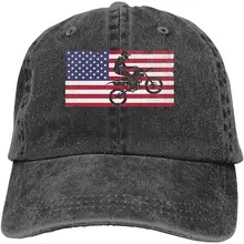 Флаг США мотокросса унисекс вымытая джинсовая бейсболка рыбий шляпа регулируемая задняя застежка Кепка водителя грузовика
