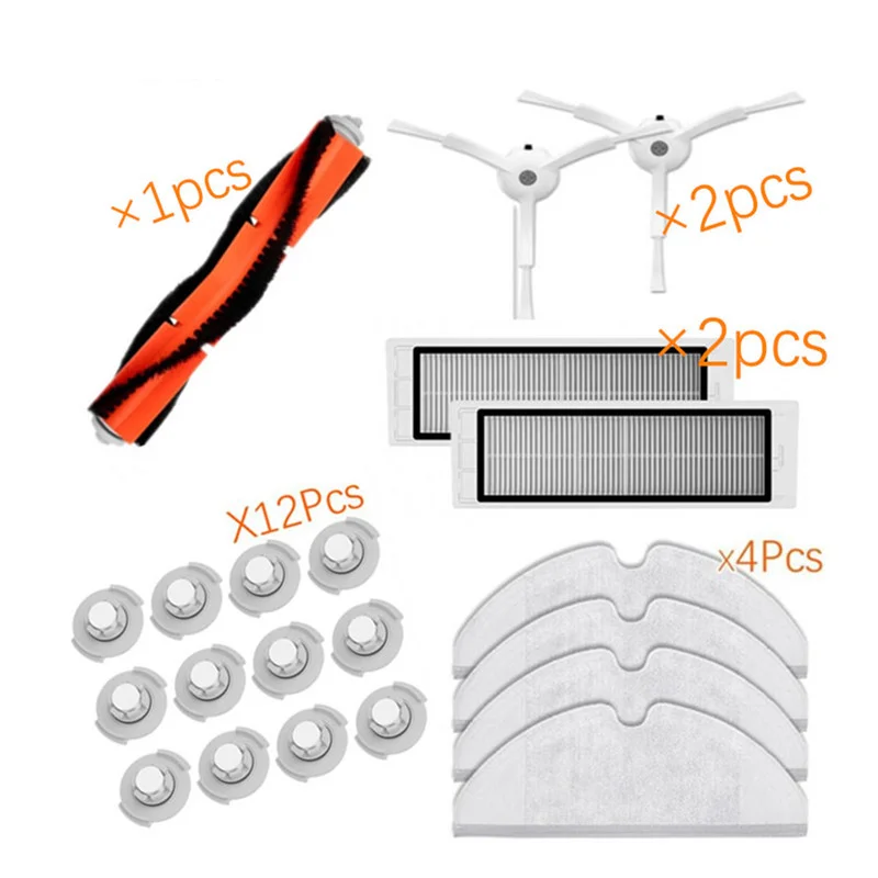 Робот вакуумная часть упаковки HEPA фильтр основная щетка боковая щетка подходит для Xiaomi mijia 1/1 S/roborock пылесос S5 - Цвет: 21pcs
