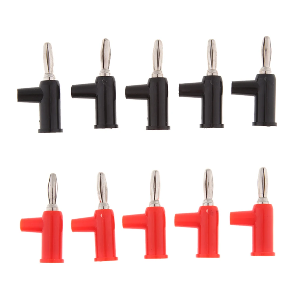 10 Pieces Double Insert Copper Banana Jack Socket 4mm Banana Plug Connector Red and Black