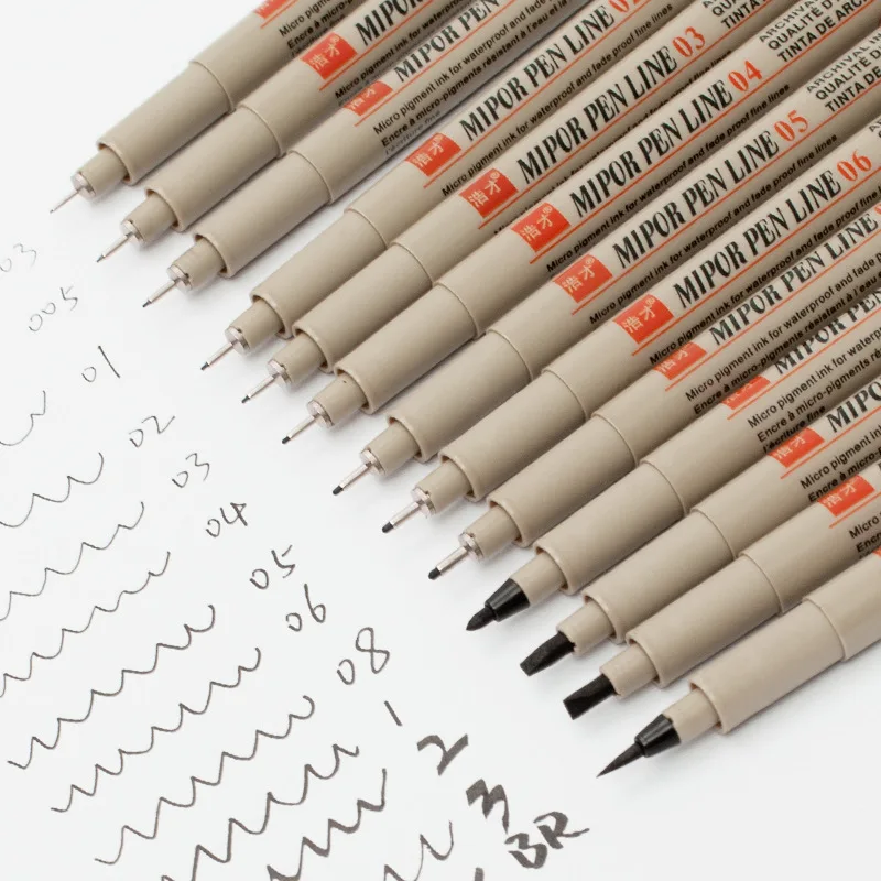 Comic Pigment Liner Micron Pens Set 005 01 02 03 04 05 08 1.0 Brush Drawing Art Markers Fineliner Neelde Sketching Pen