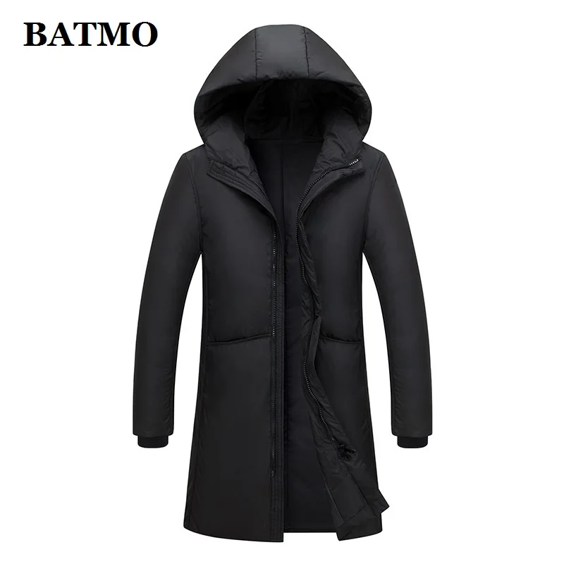 BATMO Новое поступление осень и зима высокое качество 80% белый утиный пух Hooded серый ackets для мужчин, плюс-размер m-xxxl - Цвет: Черный