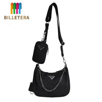 

Women Underarm Bag Chain Shoulder Messenger Bag Causal Handbags Women Bags Designer With Mini Pocket Oxford Cloth Dropship