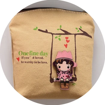 

New Lovely Small Bag Zip Key Holder Case Mini Canvas Women Bag Adorable Swing Unisex Clutch Cartoon Cute Girl Coin Purse