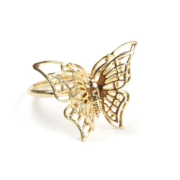 

6Pcs Creative Golden Butterfly Napkin Ring Napkin Buckle Restaurant Napkin Ring Plating Towel Buckle Hotel Table Decoration
