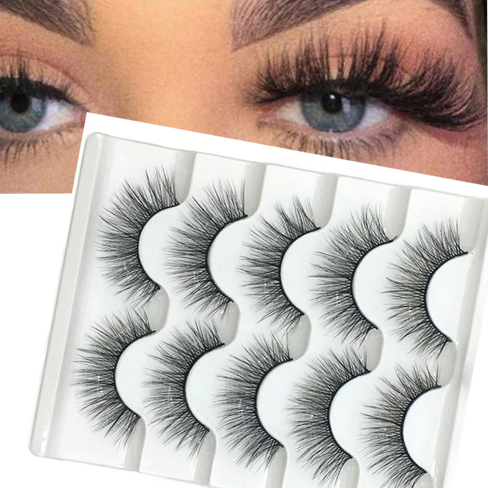 Makeup-Tools Lashes-Extension False-Eyelashes Faux-Mink-Hair Fluffy Natural Wispy 5pairs