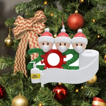 

2020 Quarantine Christmas Party Decoration Gift Santa Claus With Mask Personalized Hanging Ornament Pandemic -social Distancing