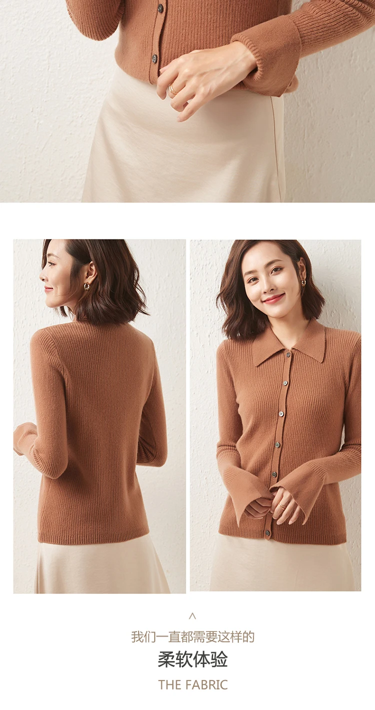 red sweater 2021 Spring Autumn New Womens 100% Cashmere And Wool Cardigan Fashion Colors Female Knitted Large Size Soft Knitte Classic brown cardigan