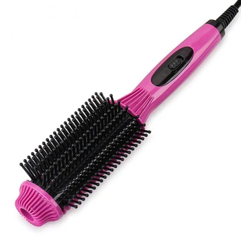 

Hair Straightener Curler Comb 2 In 1 Straightening Curling Anti-Scald Comb Styler Straight Volumes Hair Beauty Tool Fm88
