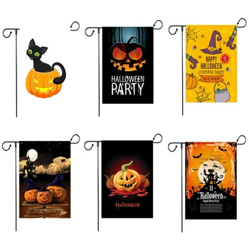 

30*45cm Halloween Linen Garden Flags 6 Styles Party Home Decor Outdoor Hanging Flags Halloween Decorations WB2689