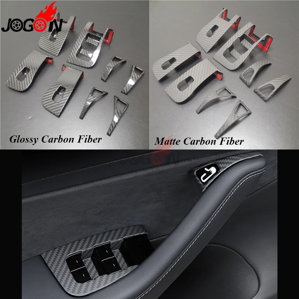 Us 75 05 21 Off Lhd Carbon Fiber For Tesla Model 3 2017 2020 Car Interior Window Lifter Control Door Panel Lock Open Button Cover Trim Molding On