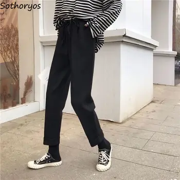 

Winter Women Pants Plus Size Full Length Thickening Black Sweatpants Streetwear Womens 3XL Korean Fashion Trousers High Waist