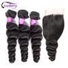CRANBERRY Hair Loose Wave Bundles With Closure 100% Remy Human Hair Weave Bundels Brazilian Human Hair Bundles With Closure 1