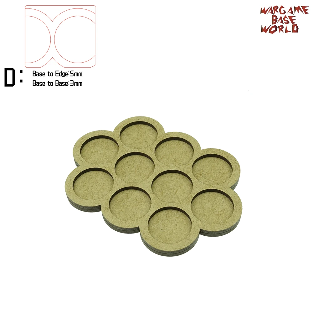 Wargame Base World-Movement Tray-10 цоколей 25 мм круглой формы MDF