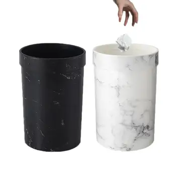

Marble plastic trash bin office bathroom kitchen garbage compost bin living room bedroom without lid trash can European style