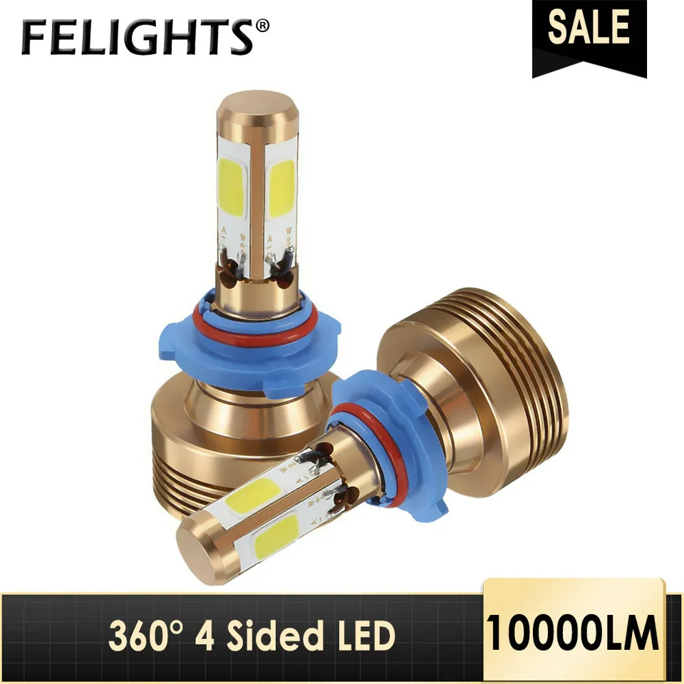 

4 sided car headlight led 360 degree super h4 lamp auto h7 bulb 9005 hb3 9006 hb4 h8 h9 h11 ampoule led 12v voiture 80W 10000LM