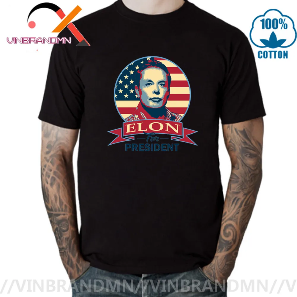 Винтаж Elon для президента футболка мужчин Илона маска starmanX с изображением