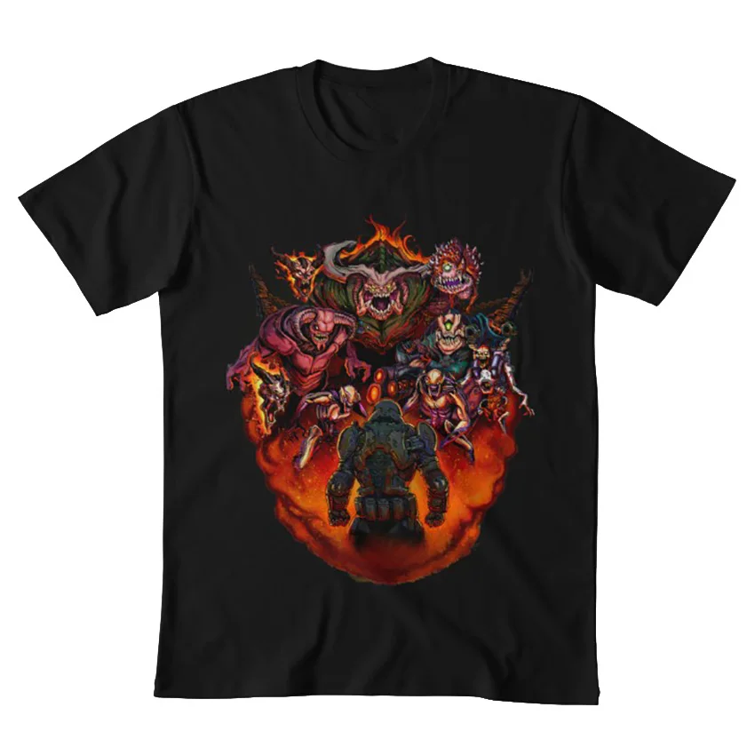Fight like Hell 2 футболка doom 2 видео игра морской солдат cacodemon ужас id программное обеспечение id Ретро игры