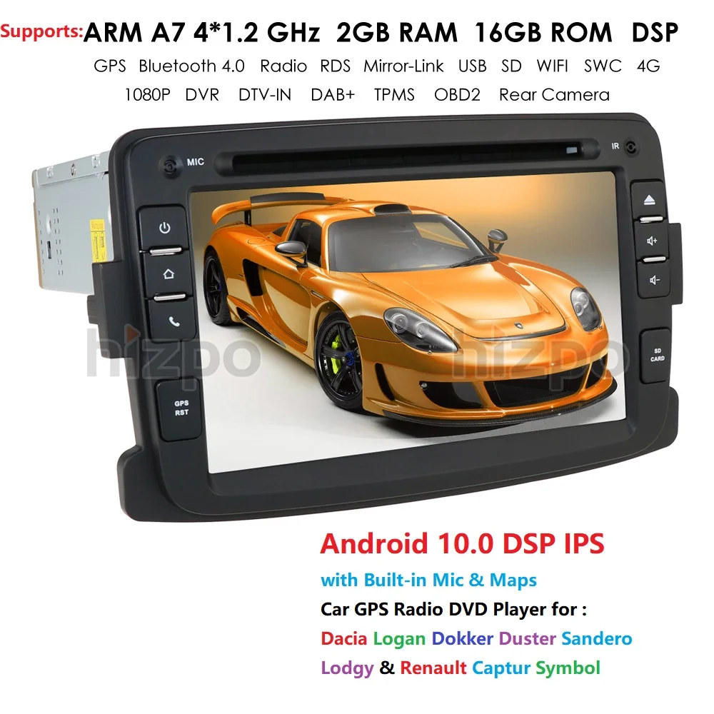 IPS DSP 4G 64G Car Multimedia dvd player Android10.0 GPS autoradio For Duster Captur Lada Xray 2 Logan 2 Dacia Sandero car radio