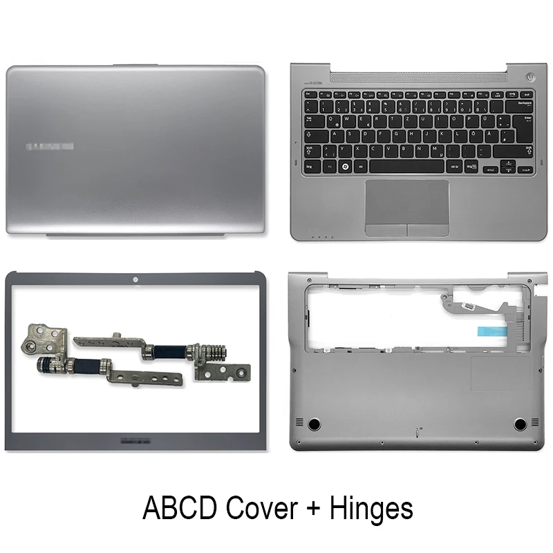 NEW LCD Back Cover For Samsung NP535U3C NP535U3B NP530U3C NP530U3B Front Bezel Hinges Palmrest Bottom Case A B C Top Case Silver leather laptop bags for men Laptop Accessories