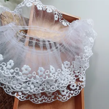 

5Meters White Embroidery Lace Pleats Dress Skirt doll Dress Lace Trims Ribbon 10cm Width