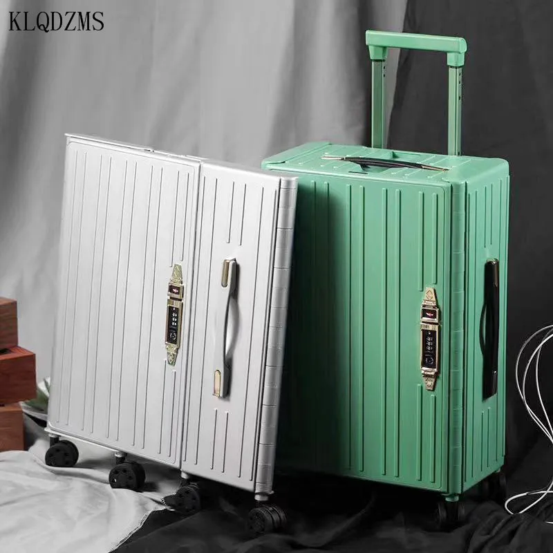 KLQDZMS 20Inch Colorful Spinner Rolling Luggage Lightweight Carry On Spinner Wheel Travel Extra-Thin Foldable Suitcase