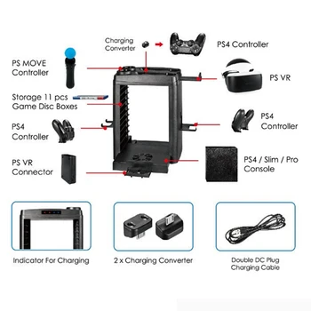 

Disk Storage Tower Universal Vertical Bracket Controller Game Console Holder Multifunctional Charging Dock For Playstation4