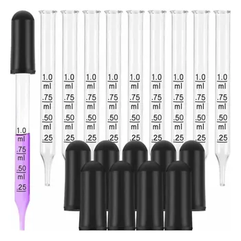 

5/10pcs 1ml Glass Silicone Plastic Feeding Graduated Dropper For Perfume Essential Oil Scale Dropper School Lab Supplies