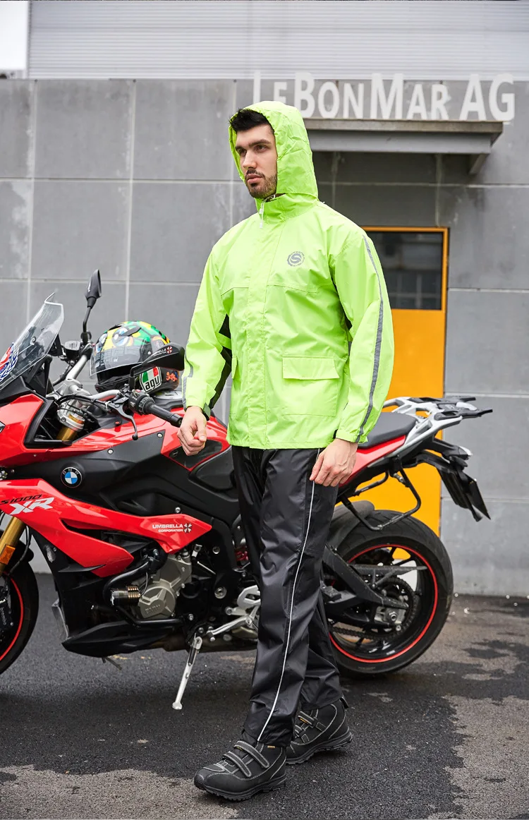 7364 New Men Outdoor Water-Resistant Motorcycle Riding Raincoat Rain Pants Suits 