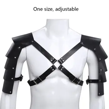 

Mens Knights Faux Leather Cross Body Chest Harness Belt Shoulder Armor Cosplay