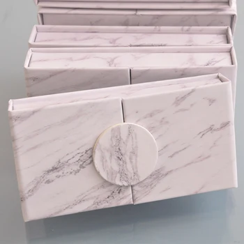 

Customized Eyelash Packaging Box Lash Boxes With Own Logo Faux Cils Mink Eyelashes Package Marble Book Style Storage Case Vendor