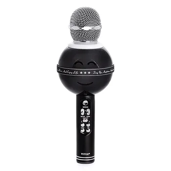

2019WS878 Funny Smile Handheld Microphone KTV Karaoke Bluetooth Wireless Sound Quality Good Smiley Pattern Microphone