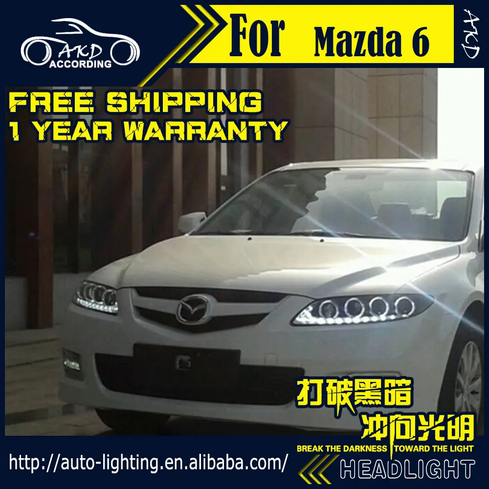 AKD автостайлинг для Mazda 6 фары 2004up Mazda6 динамический сигнал светодиодная фара DRL D2H