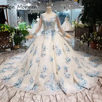 

Arabic Luxury Glitter Evening Dresses Colorful 2019 Boat Neck Long Sleeves Applique Beads Sequins Event Party Prom Ball Gowns