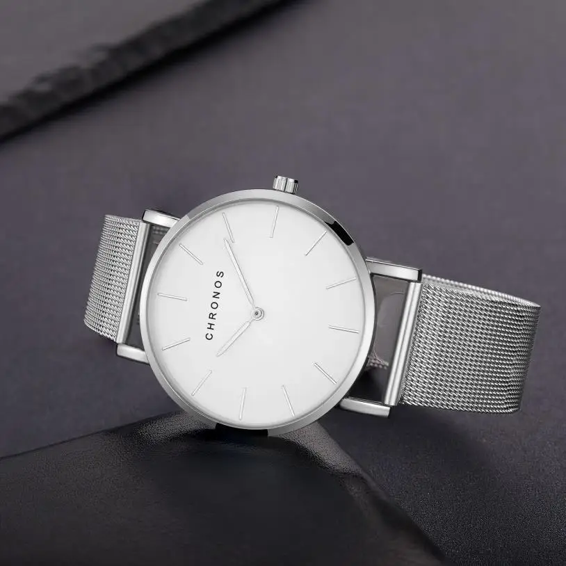 

Chronos Hot Selling Watch Men's Platform Hot Selling Ultra-Thin Quartz Watch Mesh String Steel Belt Watch
