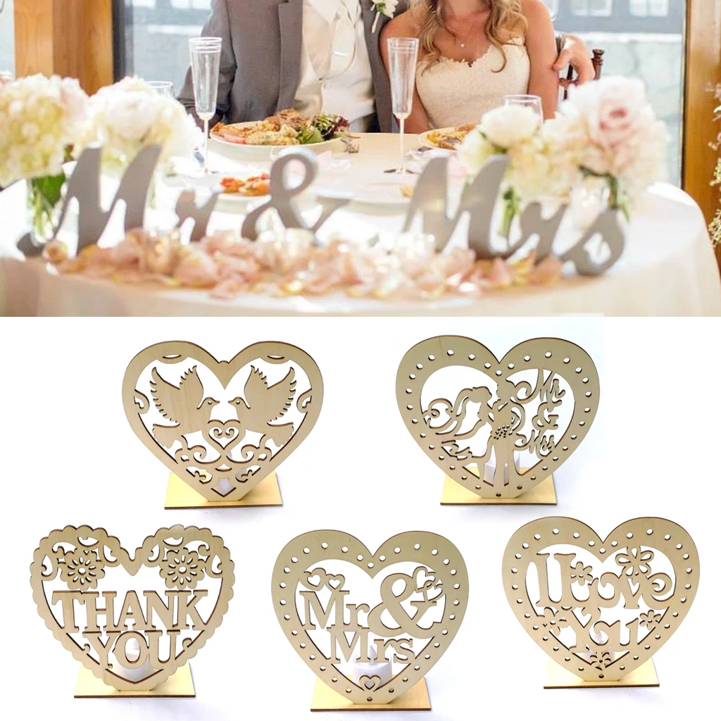Wedding Heart Wooden Mr Mrs Pendant Table Decoration LED Light Candle Wedding Party Supplies For Adults Favors decor June 11