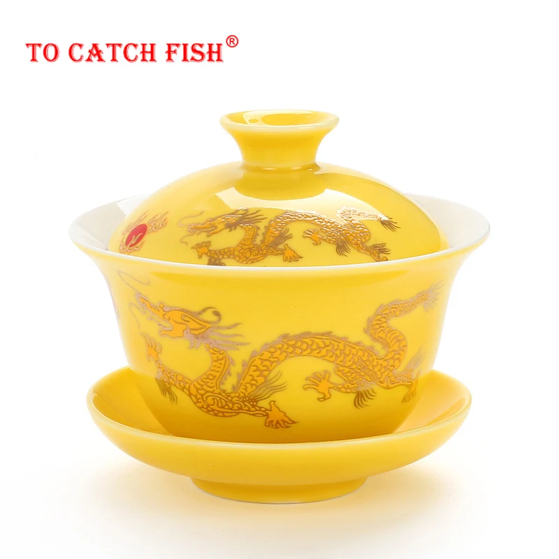Chinese Gai Wan Tea Set Bone China Tea Sets Dehua Gaiwan Tea Porcelain Pot Set for Travel