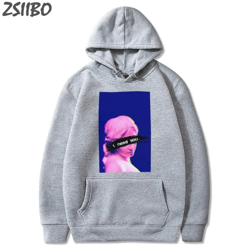 Забавные мужские толстовки с капюшоном Vaporwave, Michelangelo, статуя Давида, пуловер с принтом, унисекс, толстовка в стиле хип-хоп, большие размеры, с капюшоном, Мужская Уличная одежда - Цвет: Hui3
