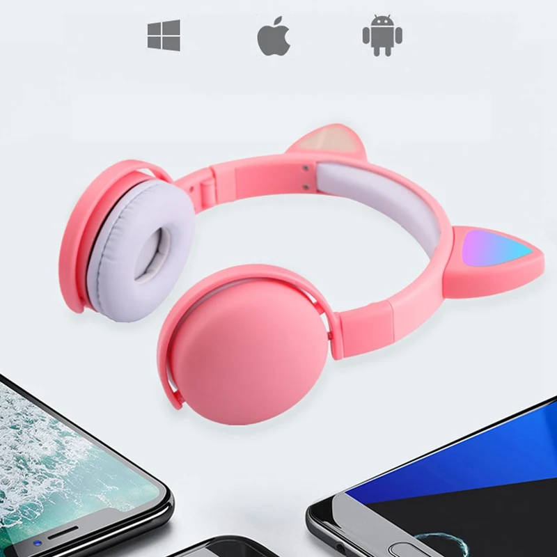 7Colors LED Light Cat Ear Headphones Bluetooth 5 0 Adults Kids Girl Headset With Mic For IOS Android