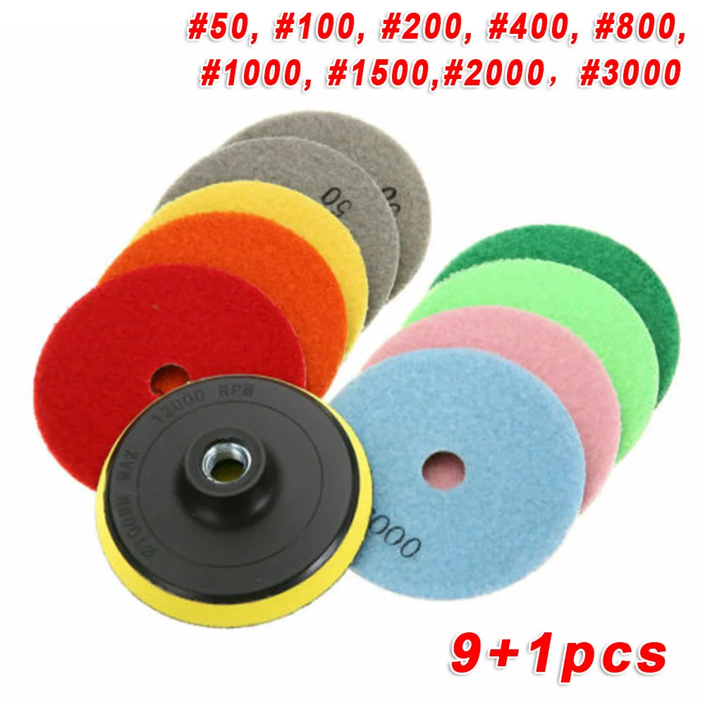 Concrete Marble 100mm Polishing Pad Diamond Grinding Backer Granite Set 4 Inches